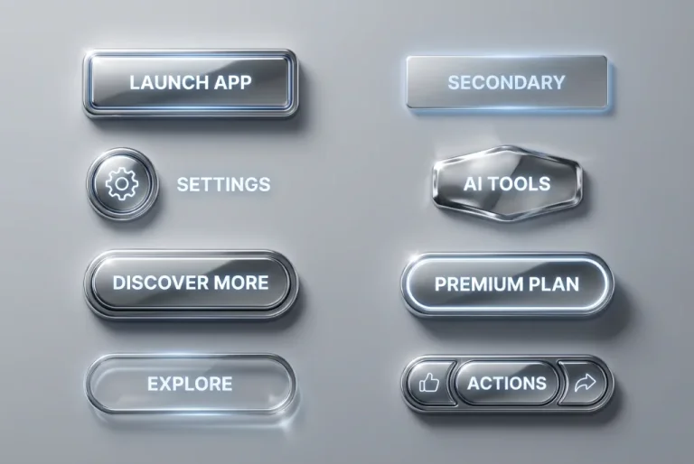 button, ui kit, metallic, futuristic