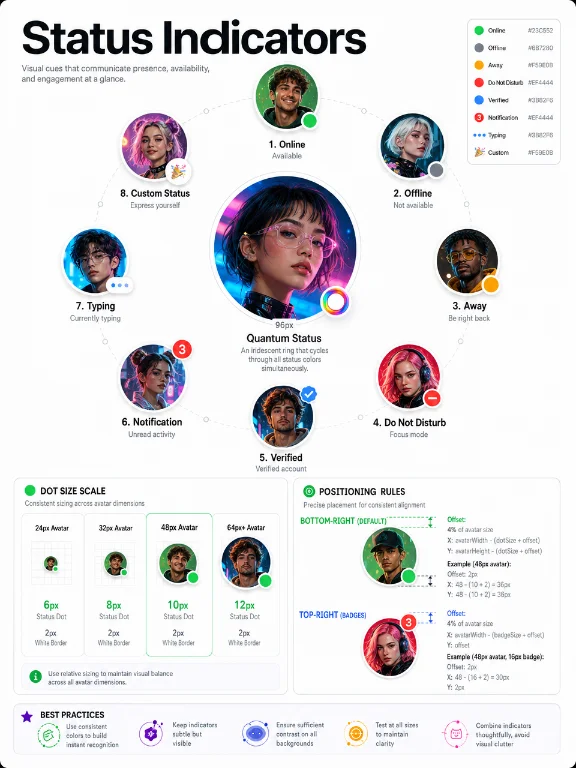 status, avatar, badge, design