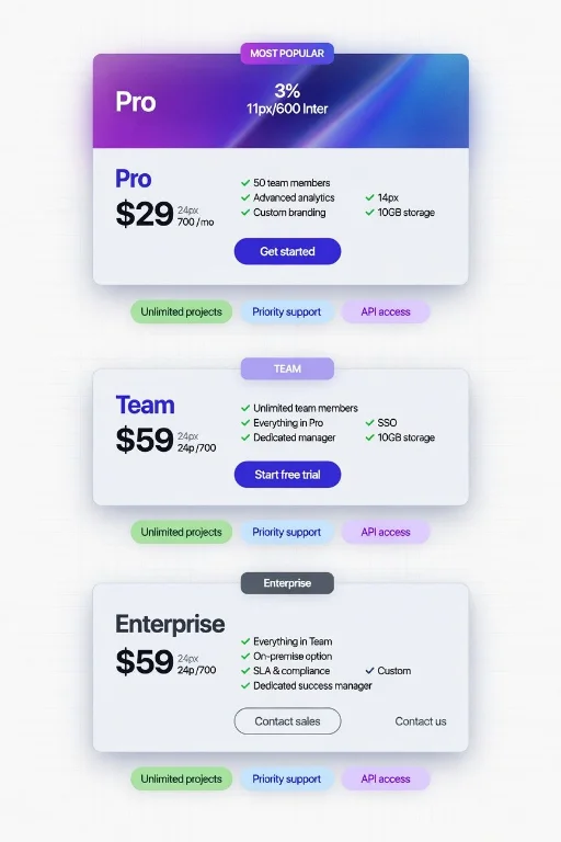 pricing, saas, cards, badge