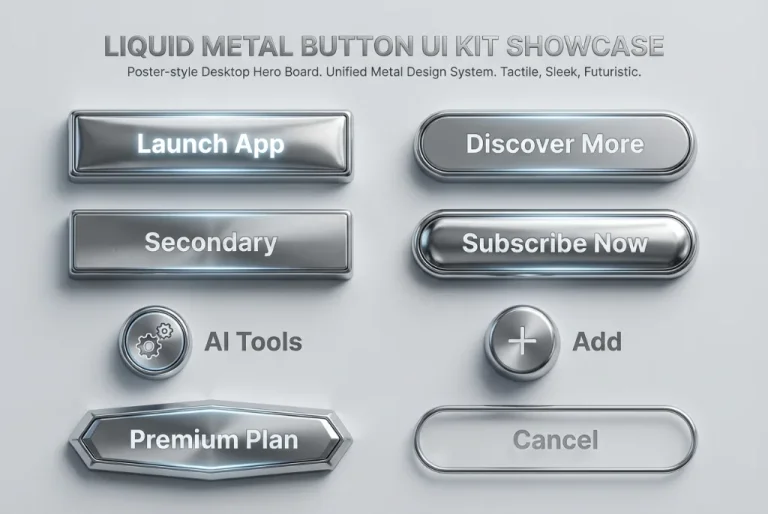button, ui kit, metallic, futuristic