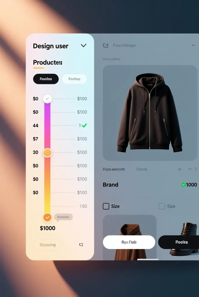 filter, price range, checkbox, slider, light theme