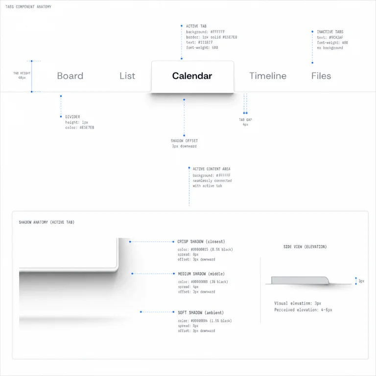 tabs, project management, ui design, light theme
