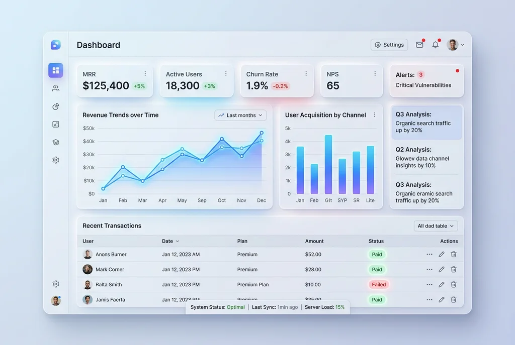 dashboard, saas, ui design, kpi