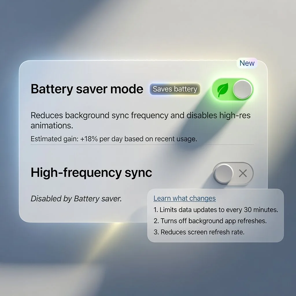 settings, toggle, battery saver, wearable, light theme