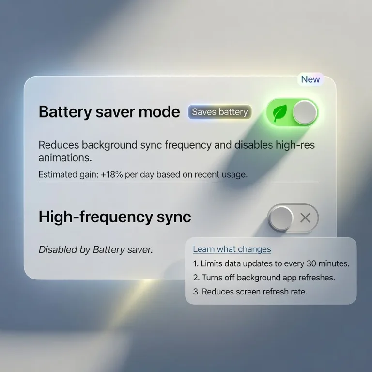 settings, toggle, battery saver, wearable, light theme