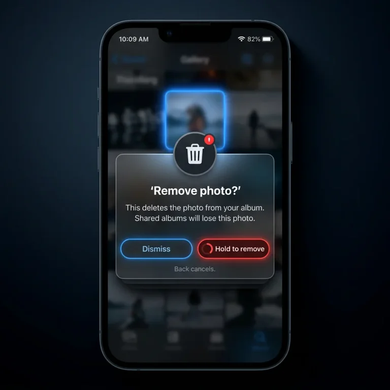 dialog, mobile, dark mode, photo, remove