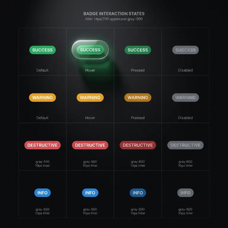 badge, states, grid, dark