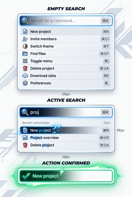 command palette, ui component, light mode, search
