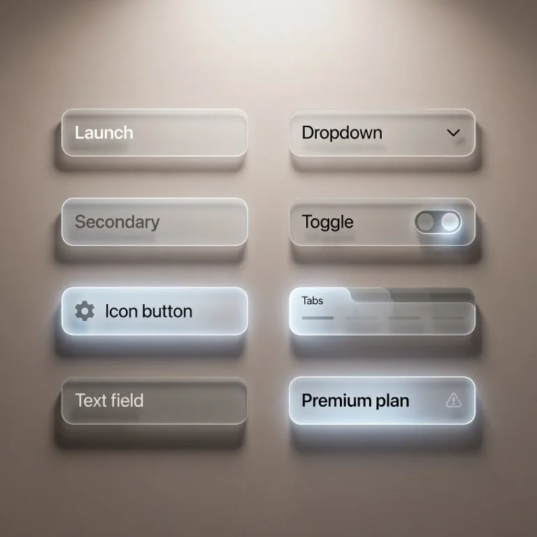 frosted glass, ui kit, desktop, elegant