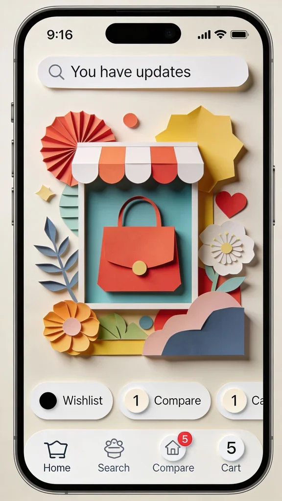 mobile, nav, badge, cart, wishlist