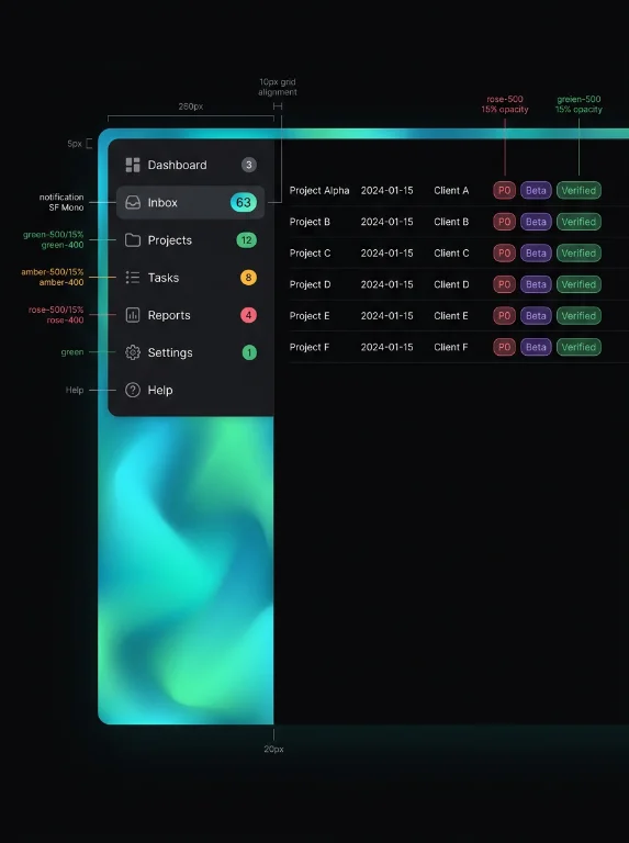 dashboard, dark mode, badges, ui design