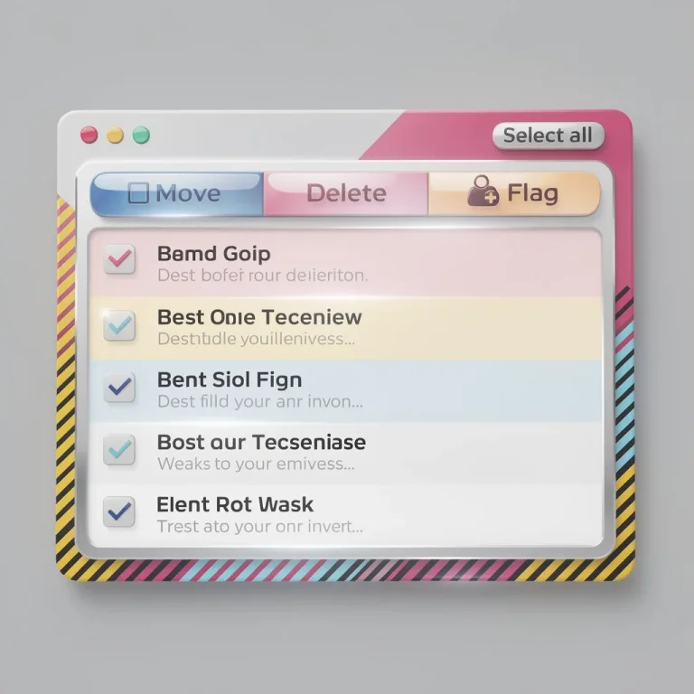 email client, inbox view, table layout, checkboxes, soft edges