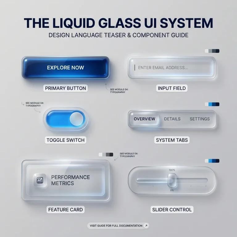liquid glass, ui design, mobile poster, editorial